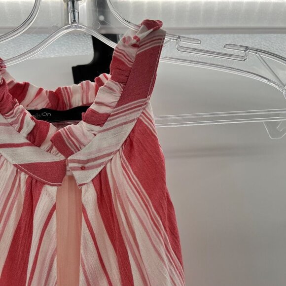 Gibson Women's Striped A-Line Dress Halter Pink/White Size XS Zip - Picture 3 of 8